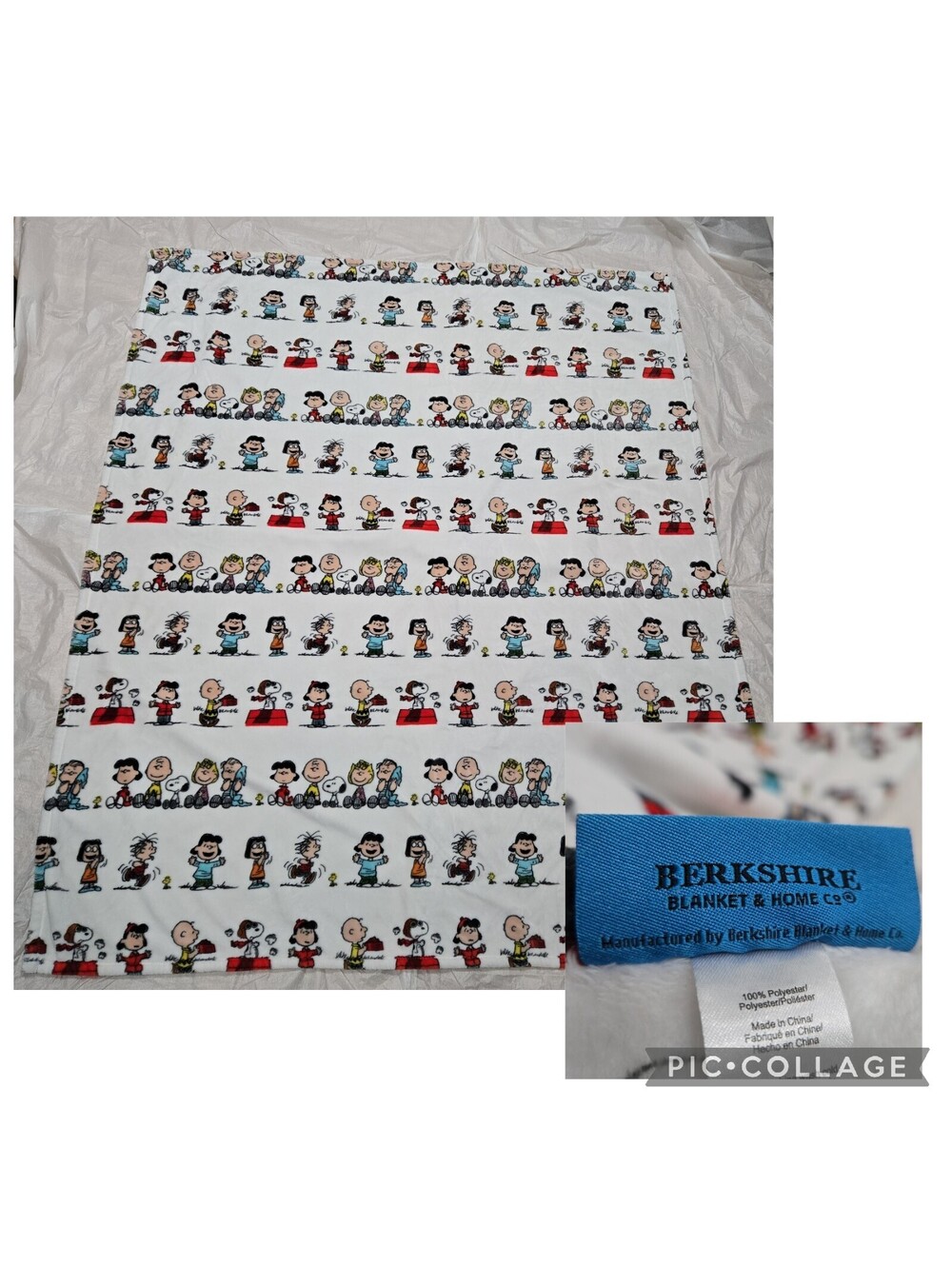 Snoopy Red Baron Lucy Charlie Brown Berkshire Throw Blanket 56x70"